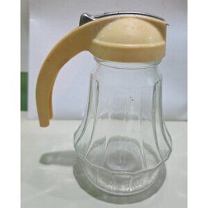 Vintage MCM 5.5” Federal Tool Corp Chicago IL Glass Syrup Dispenser Tan Handle